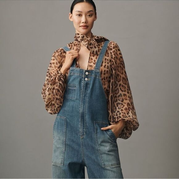 NWT Anthropologie Pilcro Barrel-Leg Zip-Front Overalls Size XS - Picture 1 of 4